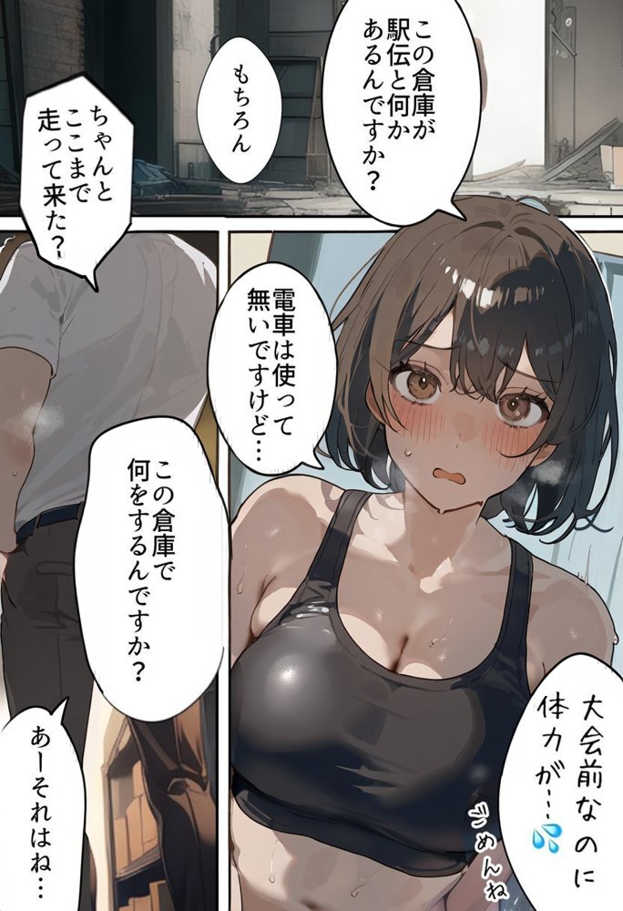 開催！寝取られ駅伝〜陸上女子は大会中に先輩OB達に中出し孕ませられても繋げ！精子塗れのバトンで優勝狙う！大学で遠距離になる前最後の幼馴染彼氏との初セックスは延期で色黒チャラ男OBに寝取られる話 raw【無料同人誌】 エロ同人誌画像 007
